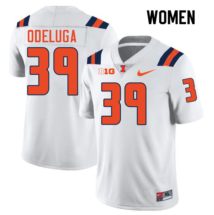 Women #39 Kenenna Odeluga Illinois Fighting Illini College Football Jerseys Stitched-White